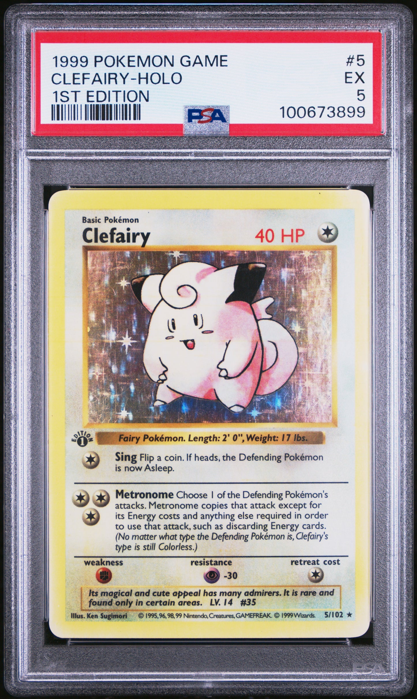 1999 Pokemon Game Clefairy-Holo #5 PSA 5