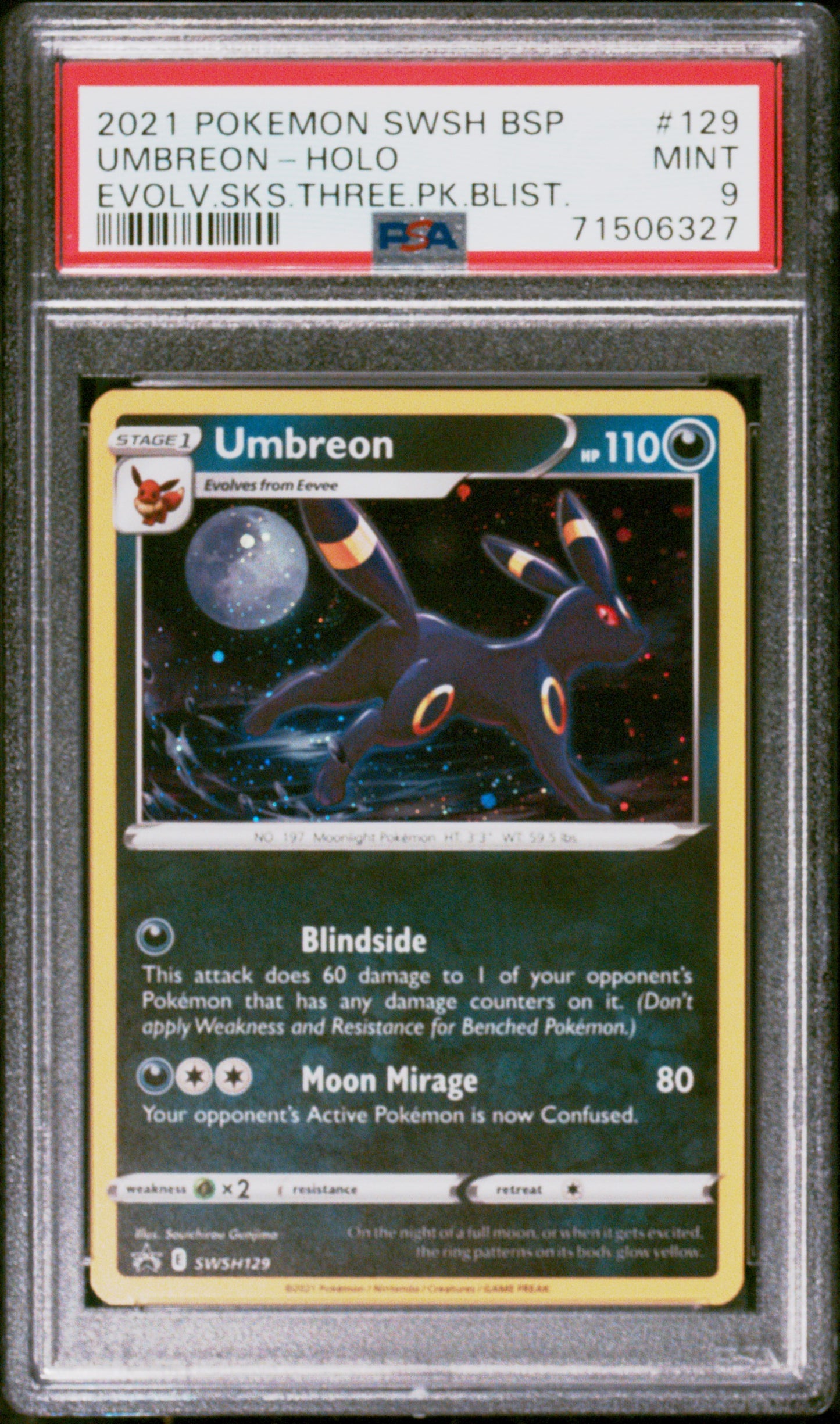 2021 Pokemon Swsh Black Star Promo Umbreon-Holo #129 PSA 9