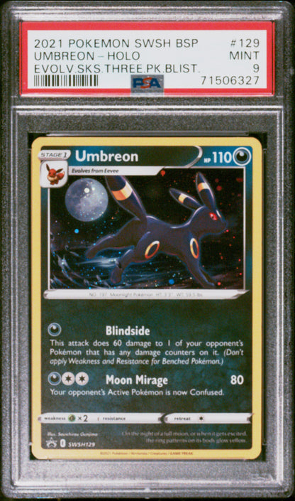 2021 Pokemon Swsh Black Star Promo Umbreon-Holo #129 PSA 9