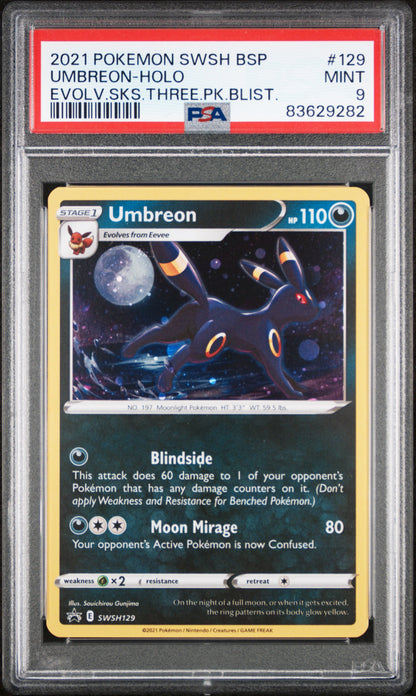 2021 Pokemon Swsh Black Star Promo Umbreon-Holo #129 PSA 9