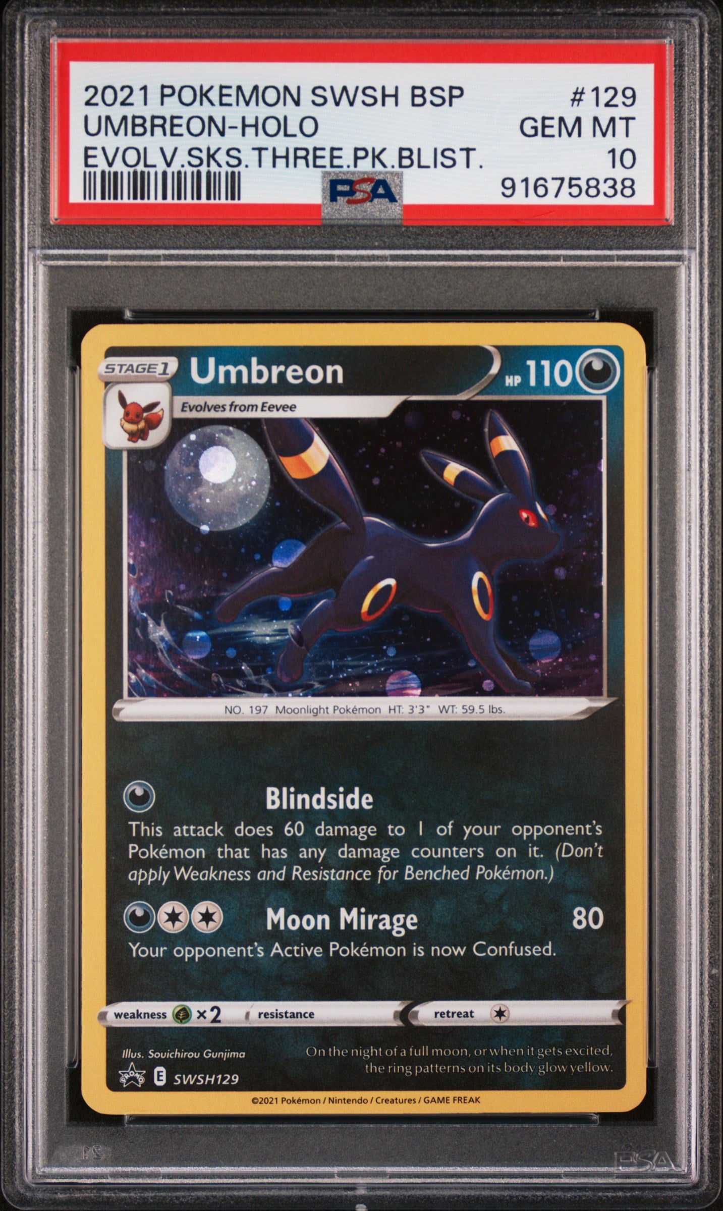 2021 Pokemon Swsh Black Star Promo Umbreon-Holo #129 PSA 10