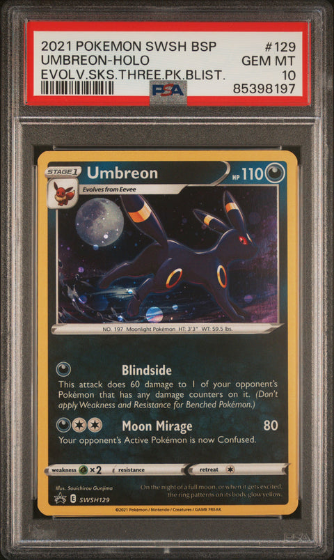 2021 Pokemon Swsh Black Star Promo Umbreon-Holo #129 PSA 10