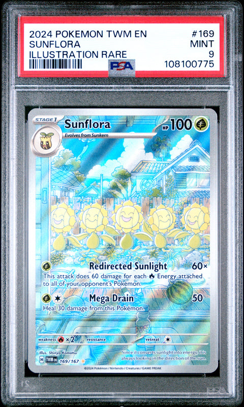 2024 Pokemon Twm En-Twilight Masquerade #169 Sunflora Illustration Rare PSA 9