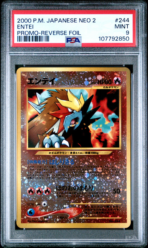 2000 Pokemon Japanese Neo 2 Promo #244 Entei Promo-Reverse Foil PSA 9