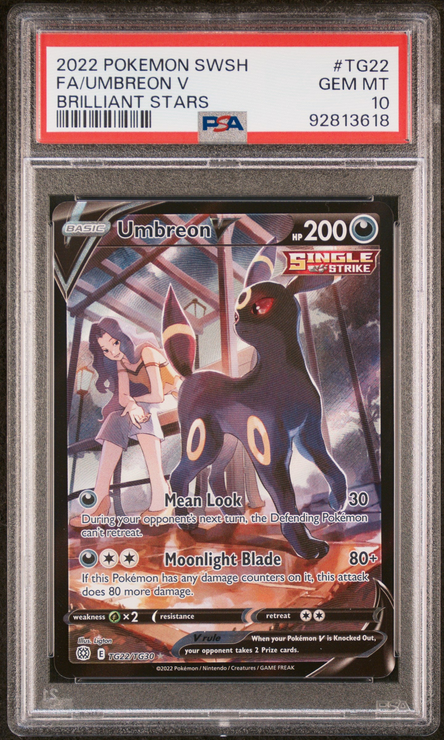 2022 Pokemon Sword & Shield Brilliant Stars #TG22 Fa/Umbreon V PSA 10