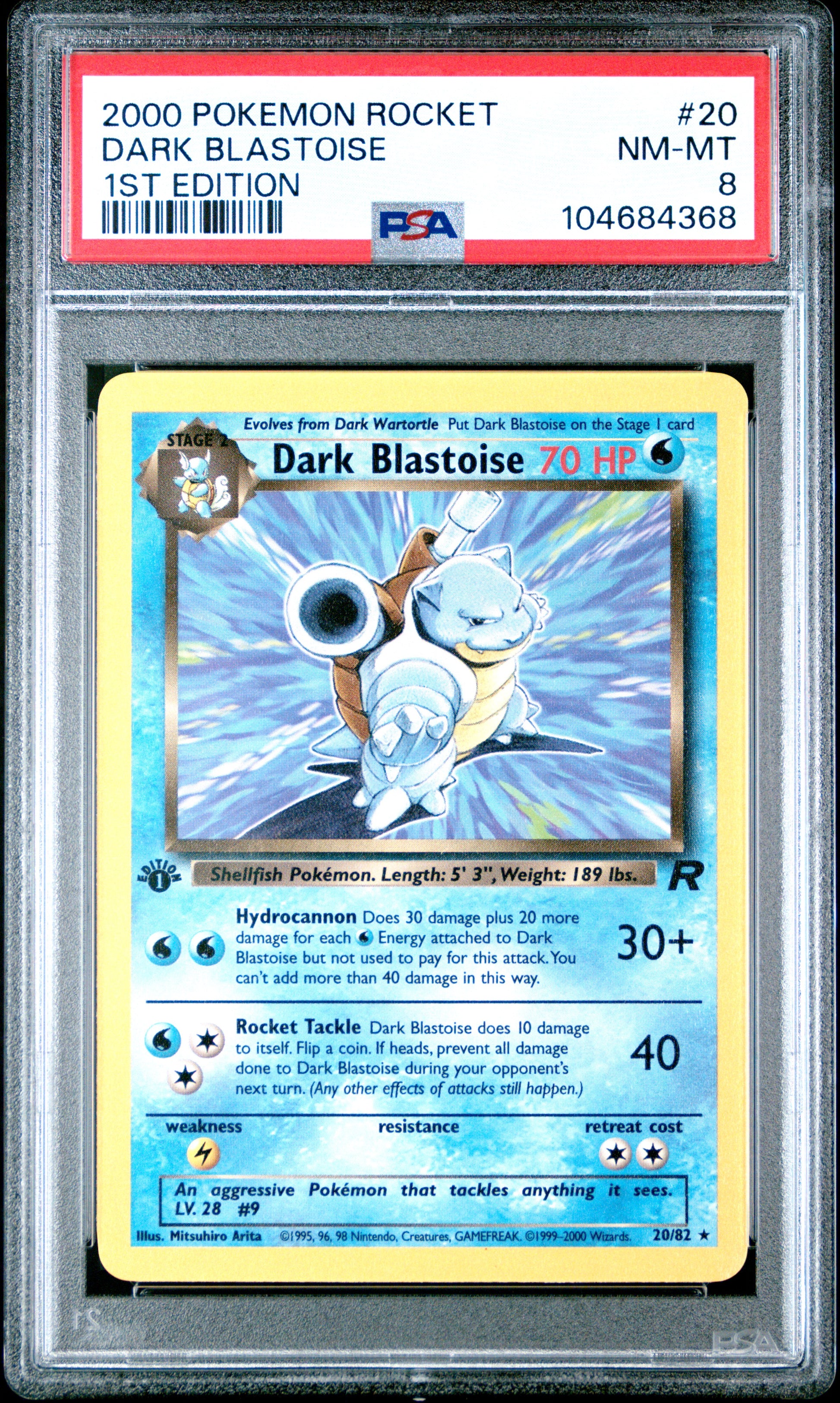 2000 Pokemon Rocket #20 Dark Blastoise 1st Edition PSA 8