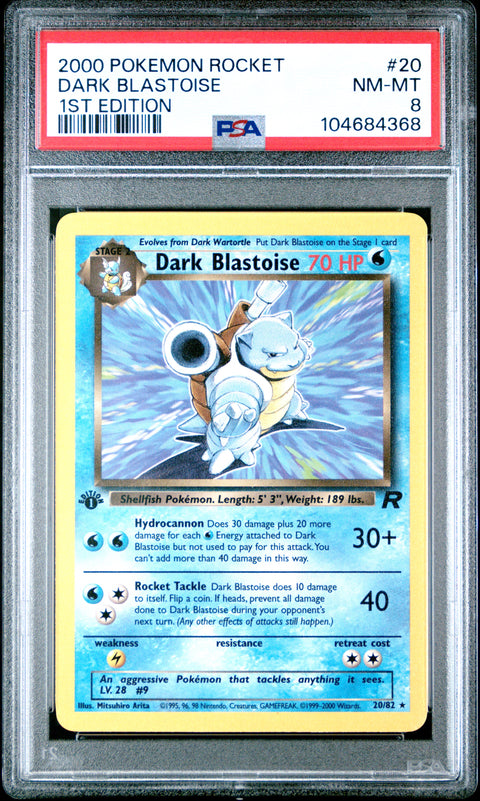 2000 Pokemon Rocket #20 Dark Blastoise 1st Edition PSA 8