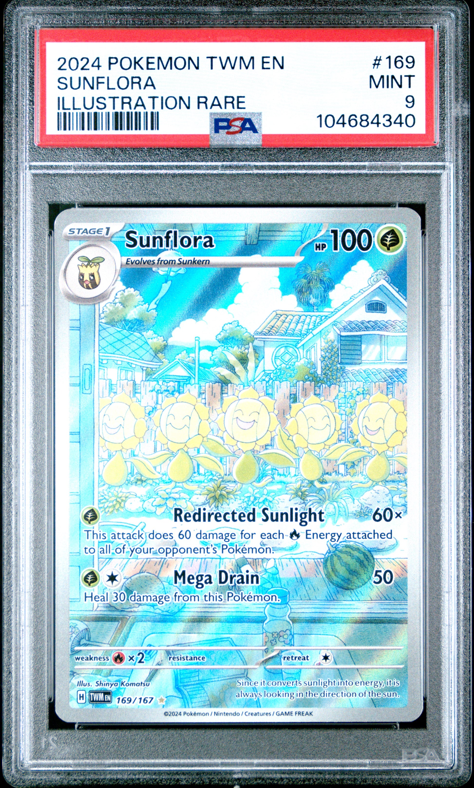 2024 Pokemon Twm En-Twilight Masquerade #169 Sunflora Illustration Rare PSA 9