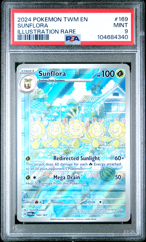 2024 Pokemon Twm En-Twilight Masquerade #169 Sunflora Illustration Rare PSA 9