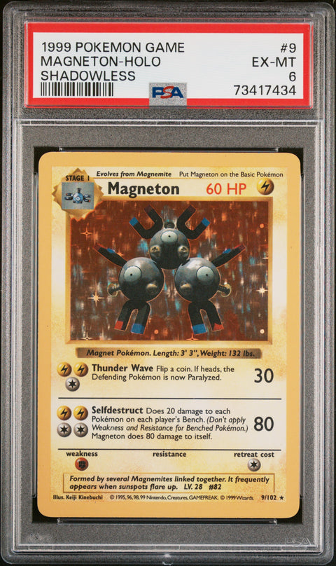 1999 Pokemon Game #9 Magneton-Holo Shadowless PSA 6