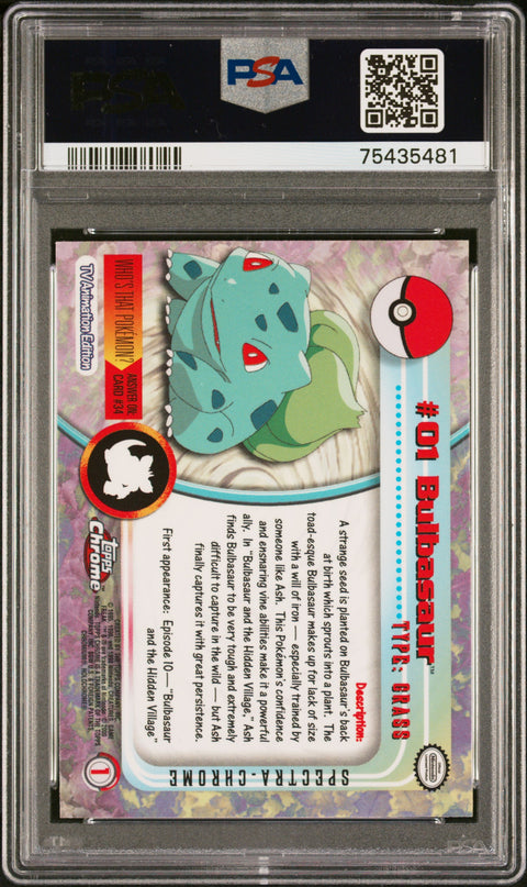 2000 Topps Chrome Pokemon T.V. #1 Bulbasaur Pokemon T.V.-Spectra PSA 7
