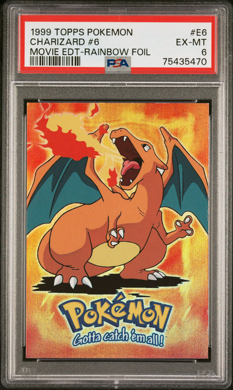 1999 Topps Pokemon The Movie Edt #E6 Charizard #6 Movie Edt-Rainbow Foil PSA 6