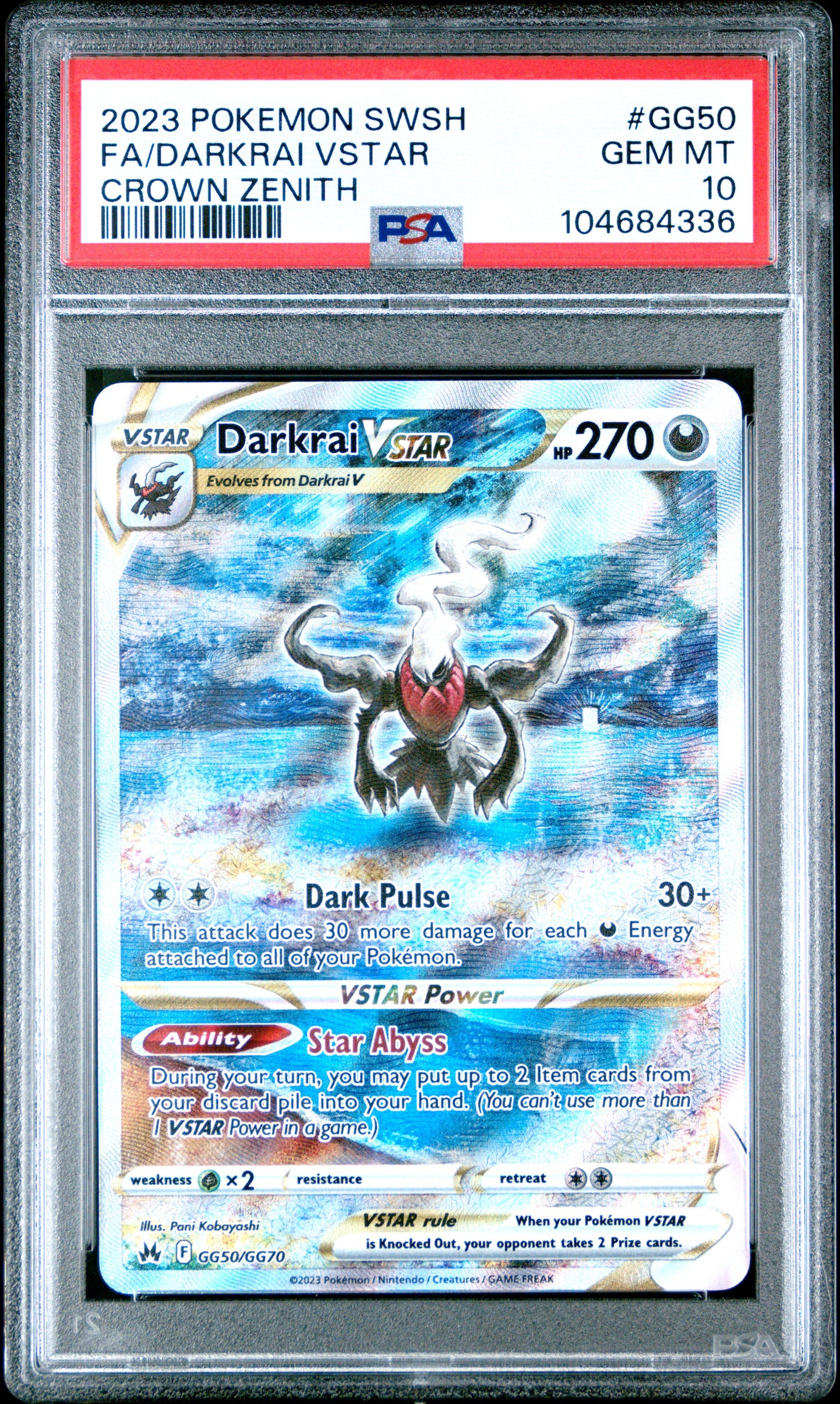 2023 Pokemon Sword And Shield Crown Zenith #GG50 Fa/Darkrai Vstar PSA 10