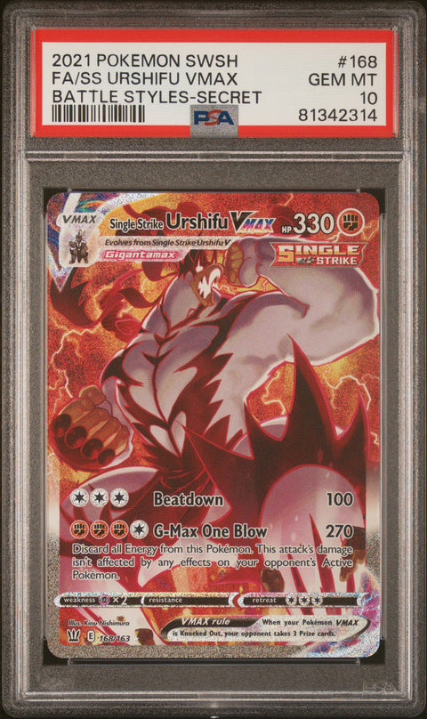 2021 Pokemon Sword & Shield Battle Styles #168 Fa/Ss Urshifu Vmax PSA 10