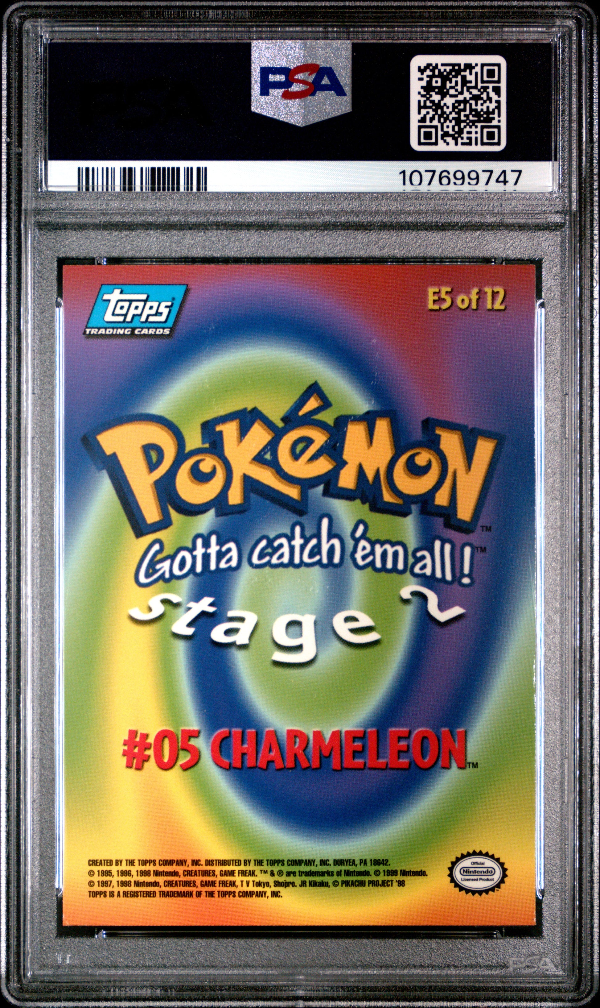 1999 Topps Pokemon The Movie Edt #E5 Charmeleon #5 Movie Edition PSA 5