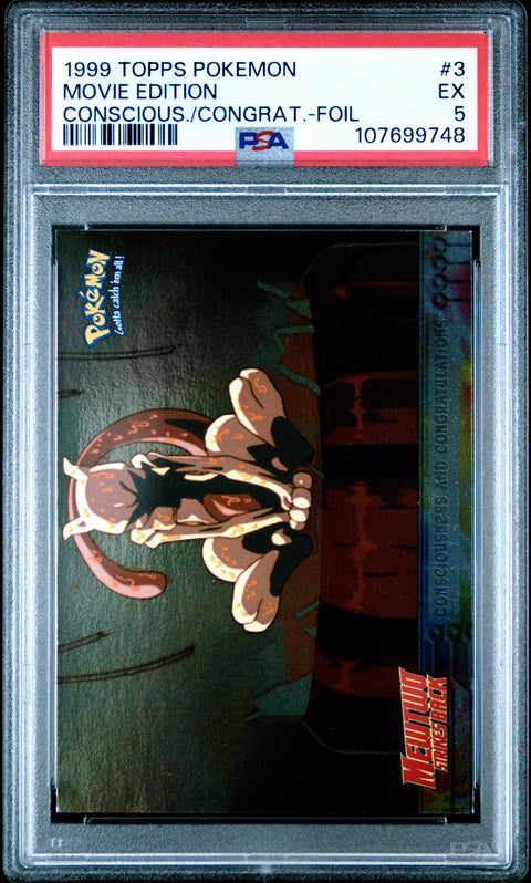 1999 Topps Pokemon The Movie Edt #3 Movie Edition Conscious./Congrat.-Foil PSA 5