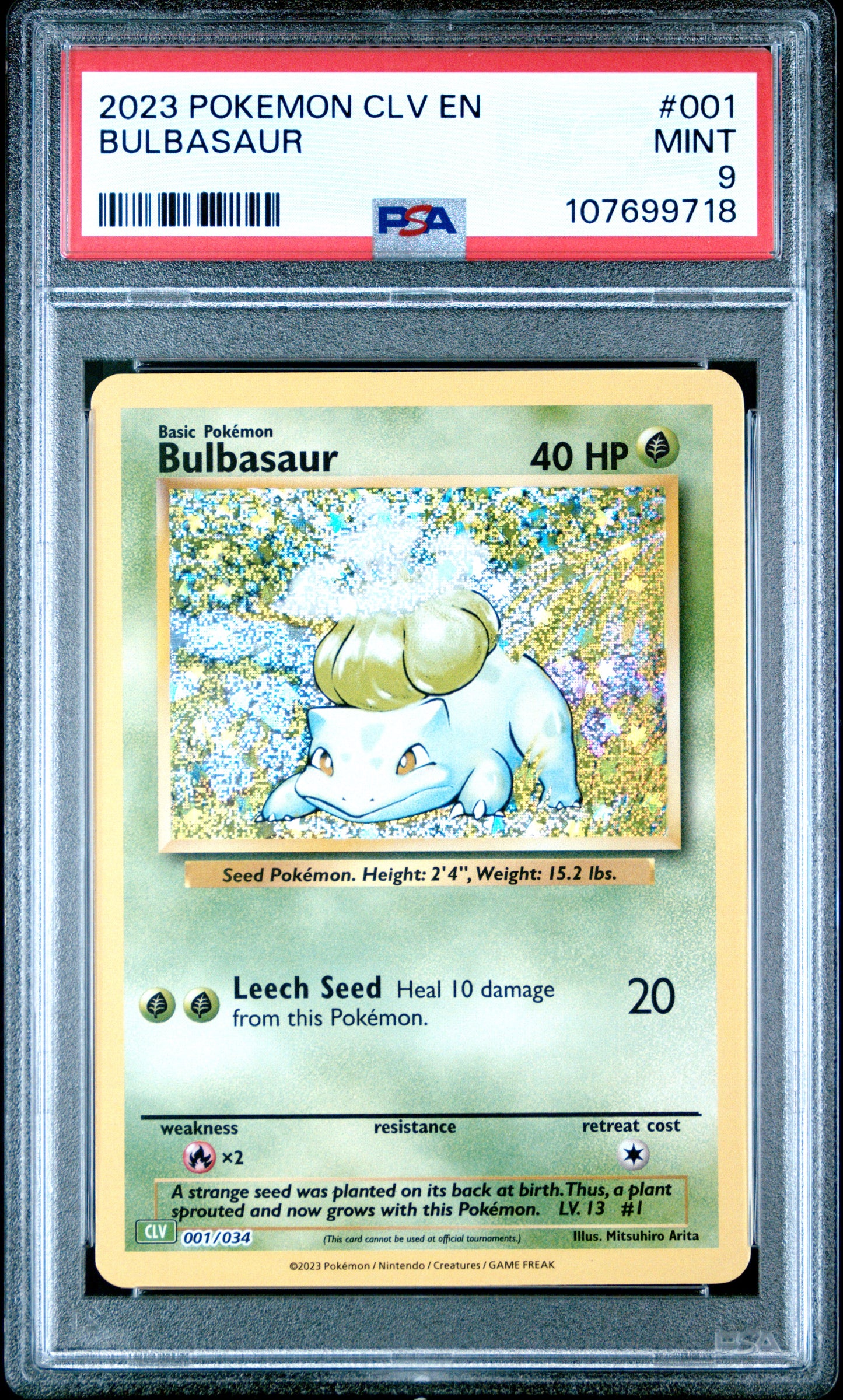 2023 Pokemon Clv-Trading Card Game Classic #001 Bulbasaur PSA 9