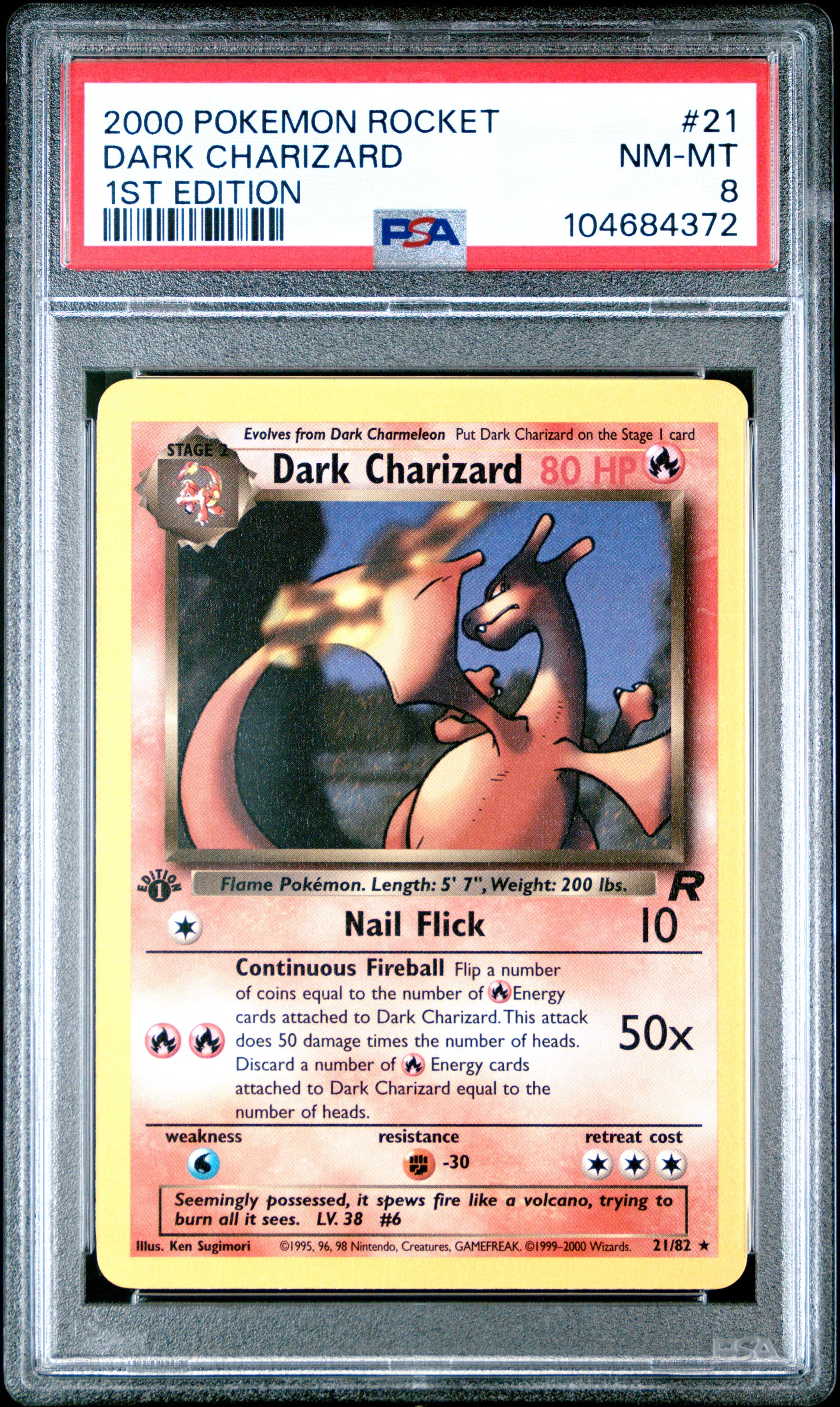 2000 Pokemon Rocket #21 Dark Charizard 1st Edition PSA 8
