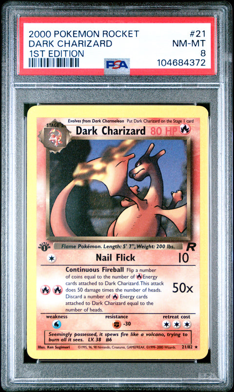 2000 Pokemon Rocket #21 Dark Charizard 1st Edition PSA 8