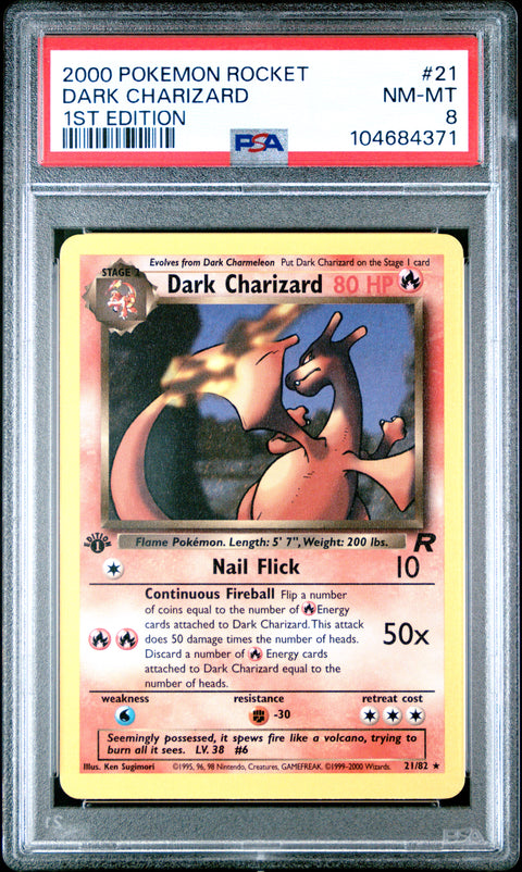 2000 Pokemon Rocket #21 Dark Charizard 1st Edition PSA 8