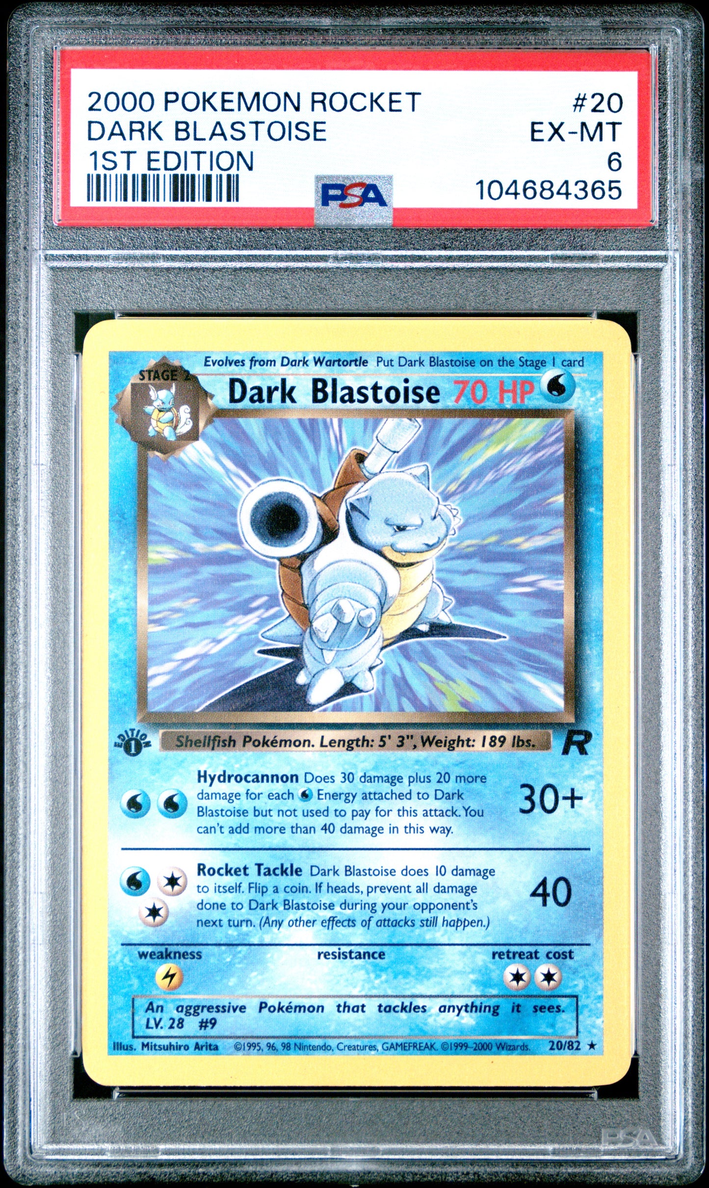 2000 Pokemon Rocket #20 Dark Blastoise 1st Edition PSA 6
