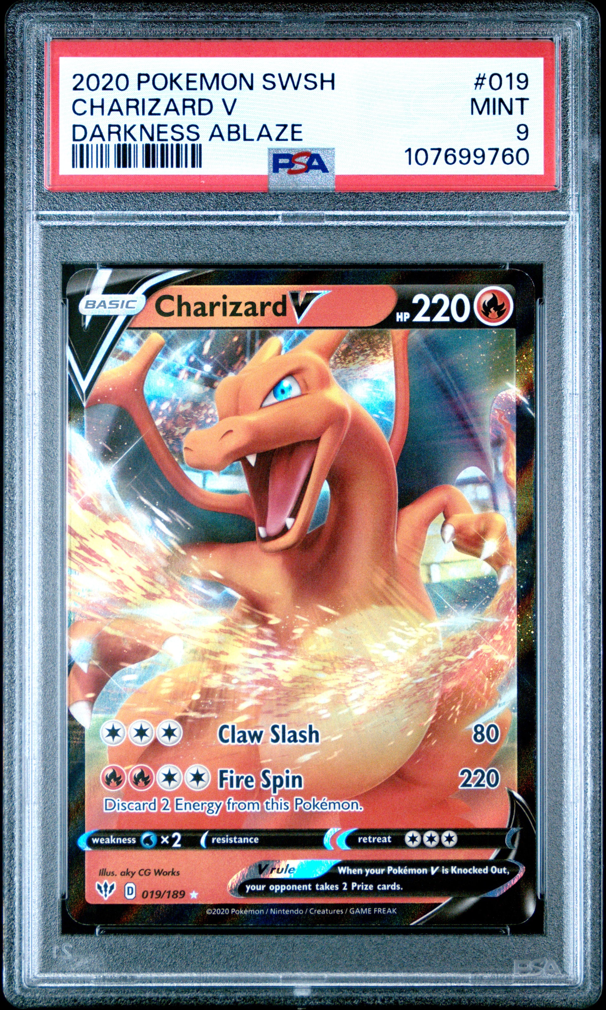 2020 Pokemon Sword & Shield Darkness Ablaze #019 Charizard V PSA 9