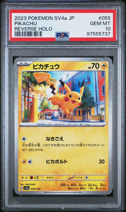 2023 Pokemon Japanese Sv4a-Shiny Treasure Ex #055 Pikachu Reverse Holo PSA 10