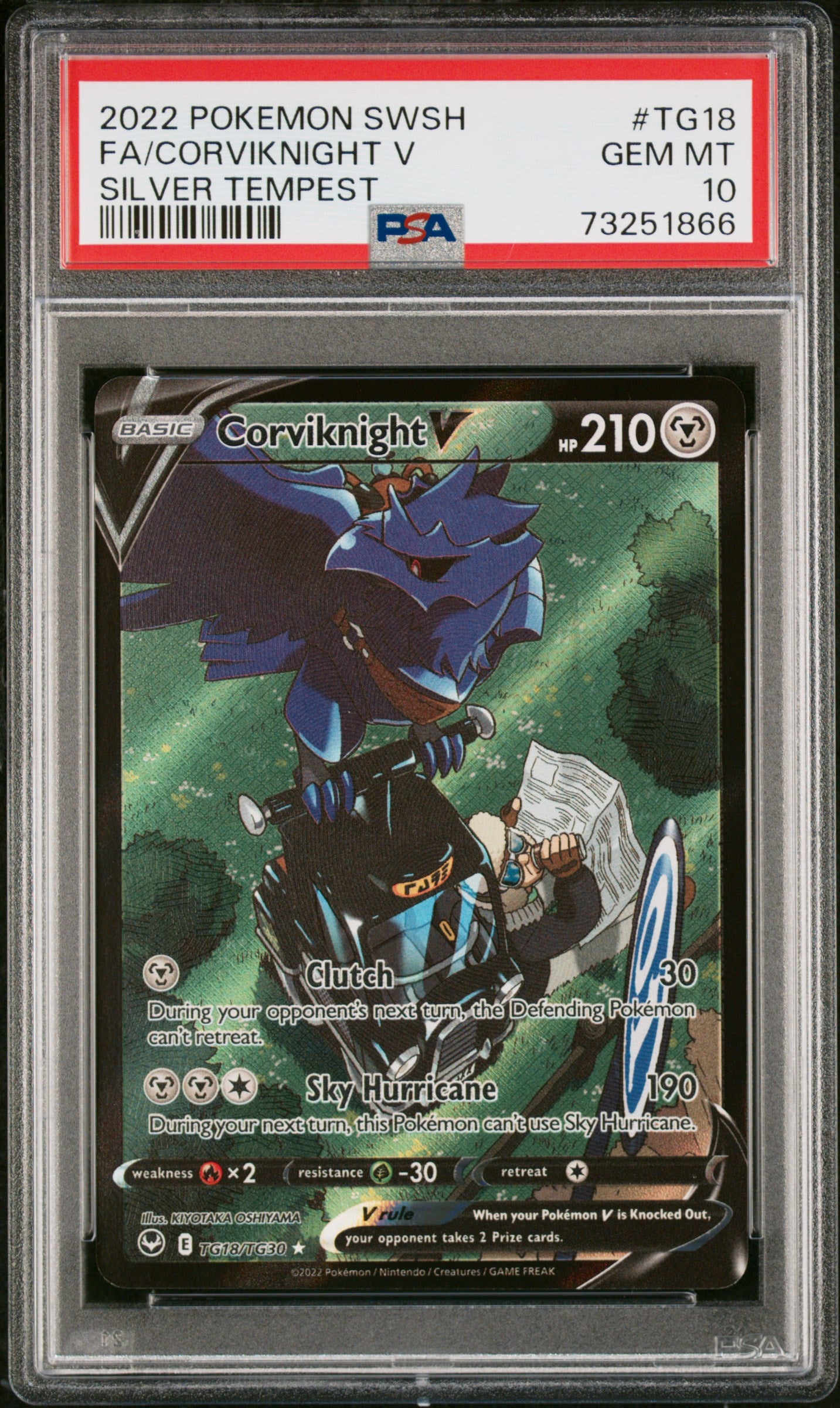 2022 Pokemon Sword & Shield Silver Tempest #TG18 Fa/Corviknight V PSA 10