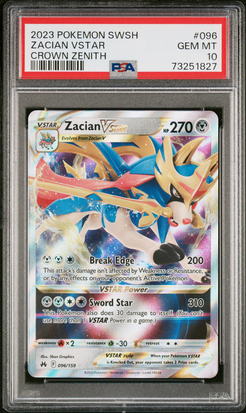 2023 Pokemon Sword And Shield Crown Zenith #096 Zacian Vstar Crown Zenith PSA 10