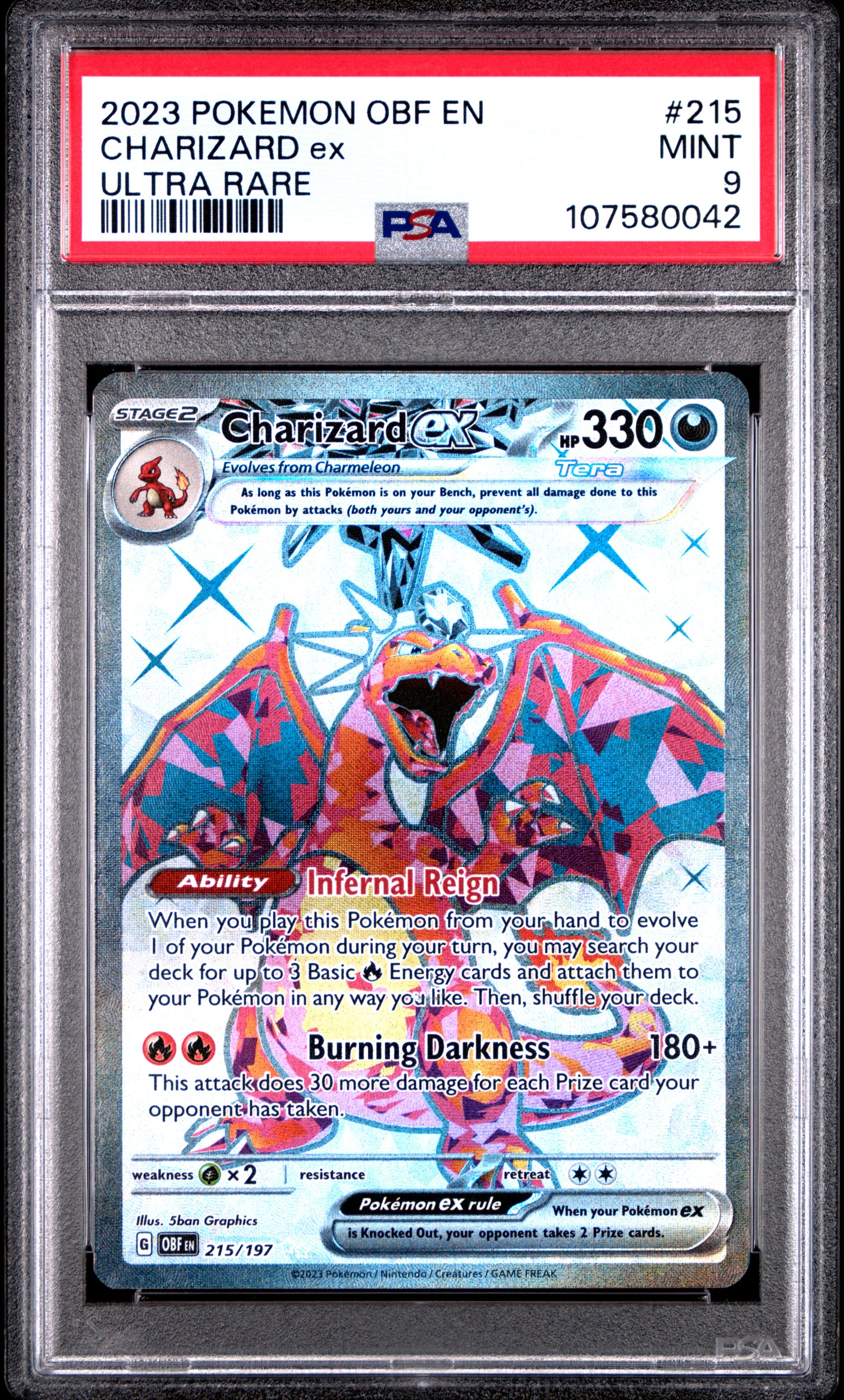 who has the rarest pokemon card 2023 Pokemon Obf En-Obsidian Flames Charizard Ex #215 PSA 9 – Aloha Card  Shop