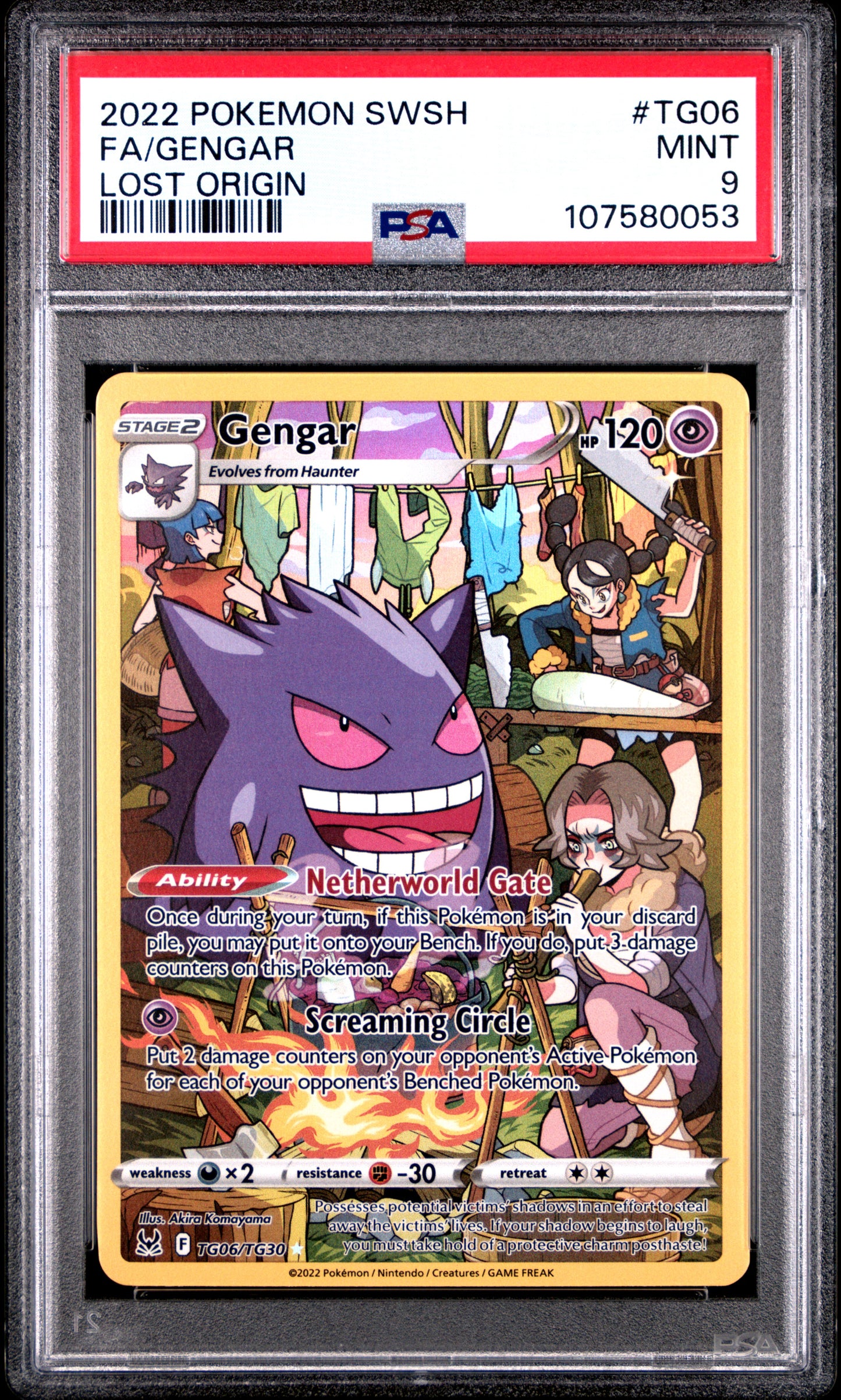 2022 Pokemon Sword & Shield Lost Origin Fa/Gengar #TG06 PSA 9