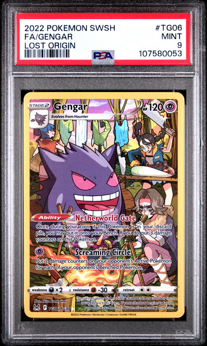 2022 Pokemon Sword & Shield Lost Origin Fa/Gengar #TG06 PSA 9
