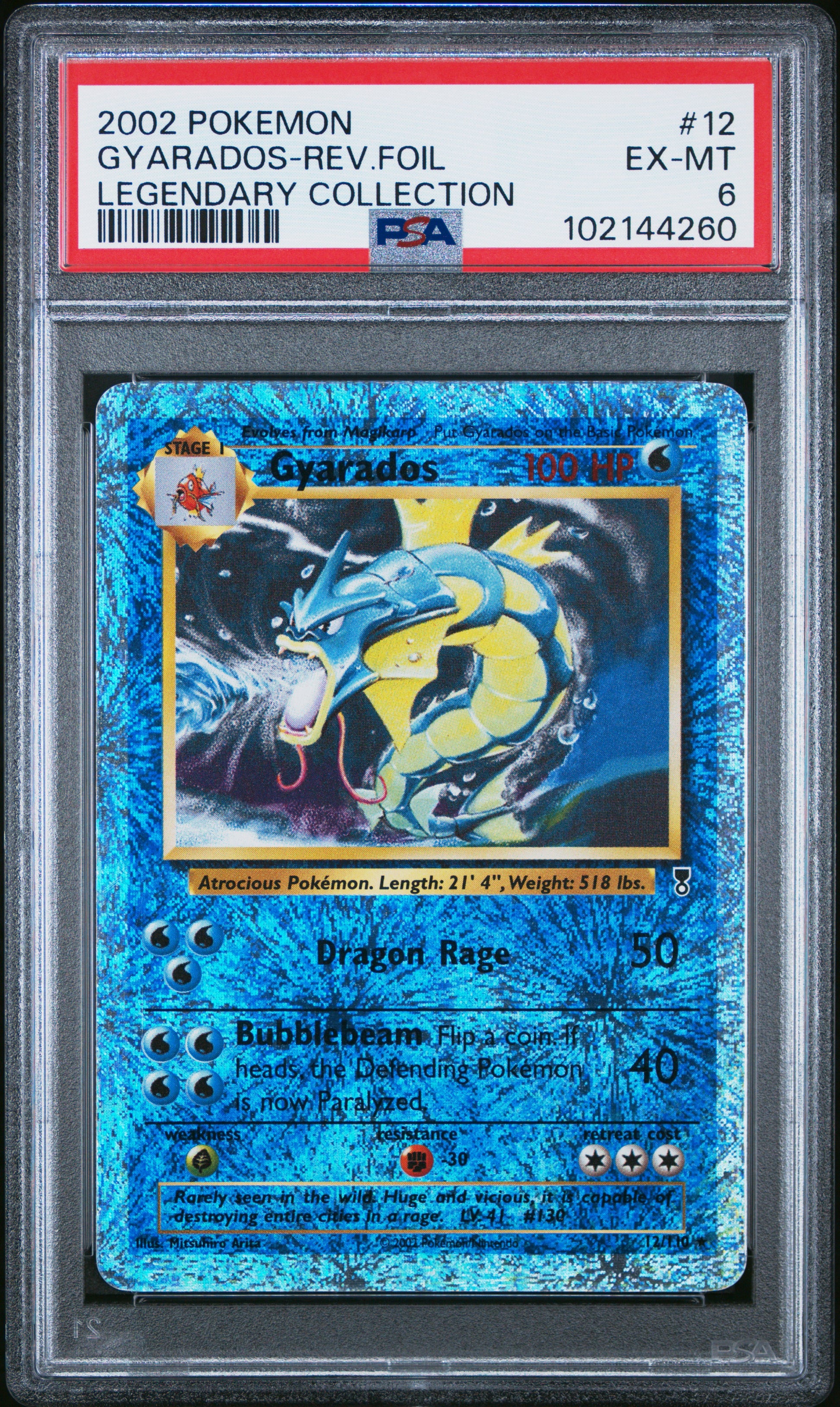 2002 Pokemon Legendary Collection Gyarados-Rev.Foil #12 PSA 6