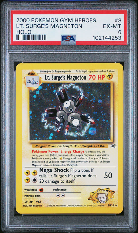 2000 Pokemon Gym Heroes Lt. Surge'S Magneton #8 PSA 6