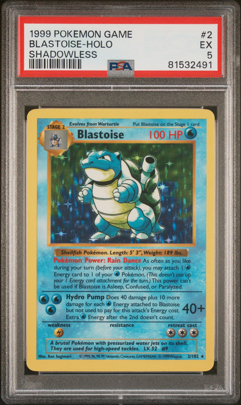 1999 Pokemon Game Blastoise-Holo #2 PSA 5