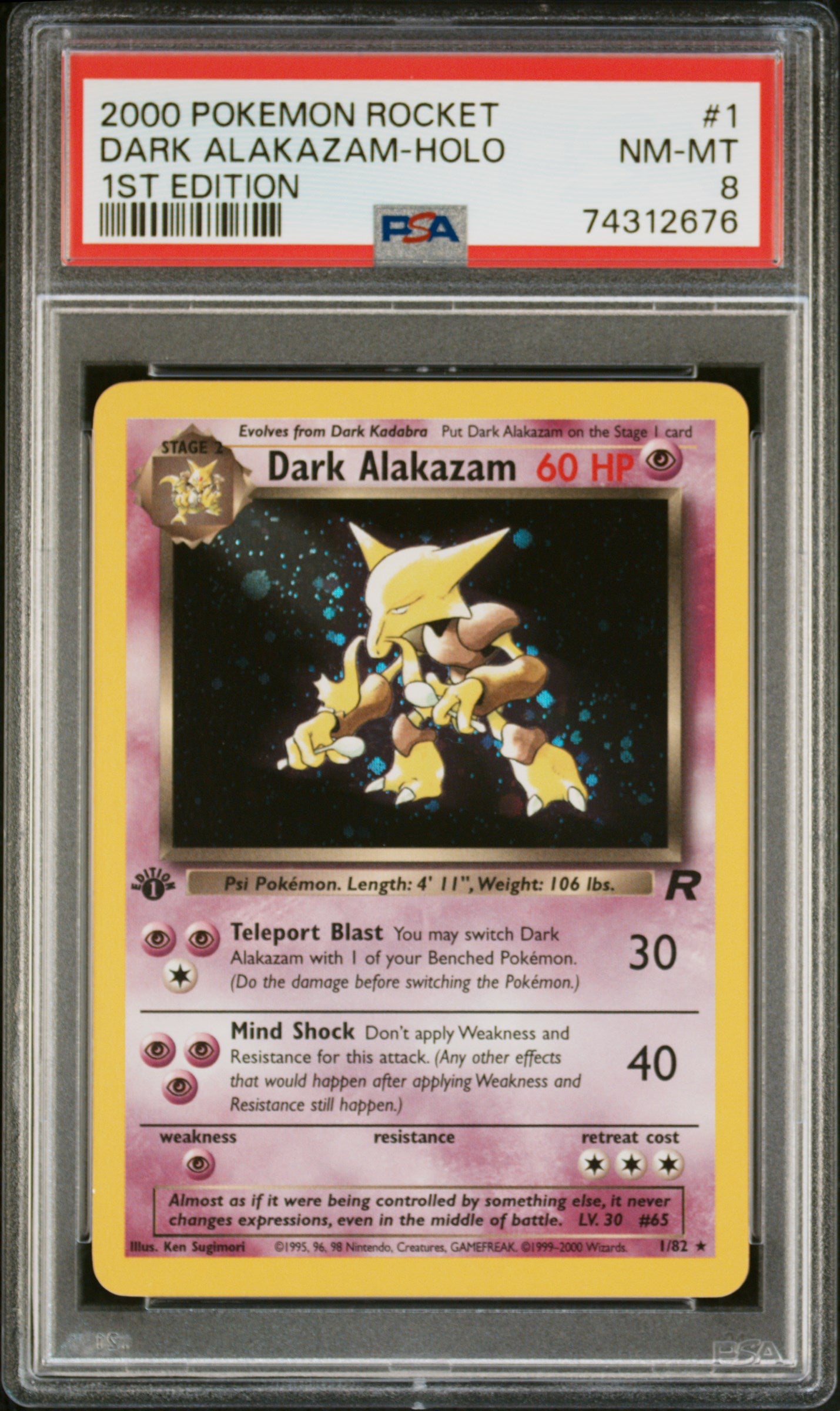 2000 Pokemon Rocket Dark Alakazam-Holo #1 PSA 8