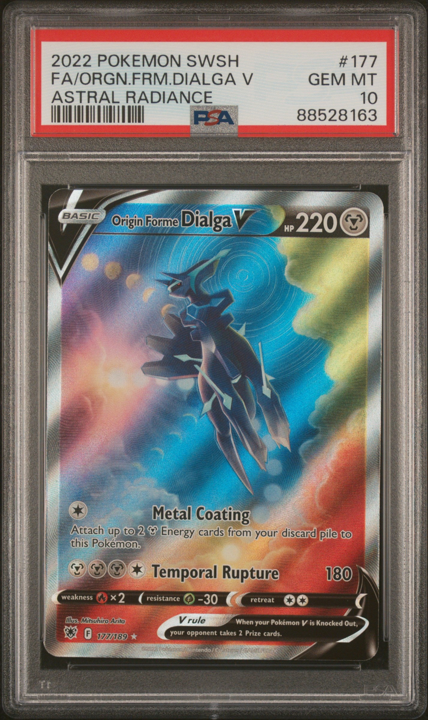 2022 Pokemon Sword & Shield Astral Radiance Fa/Orgn.Frm.Dialga V #177 PSA 10