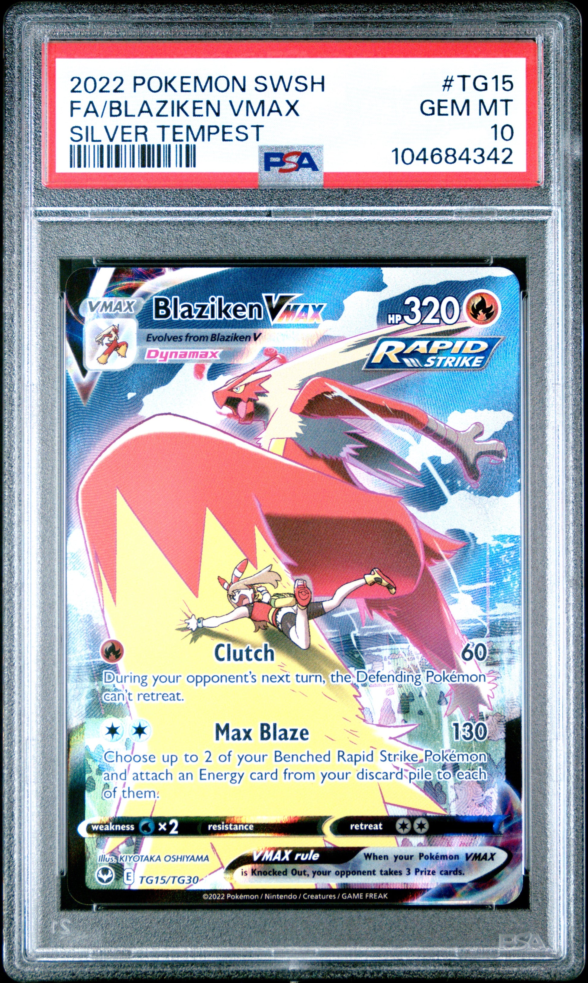 2022 Pokemon Sword & Shield Silver Tempest Fa/Blaziken Vmax #TG15 PSA 10