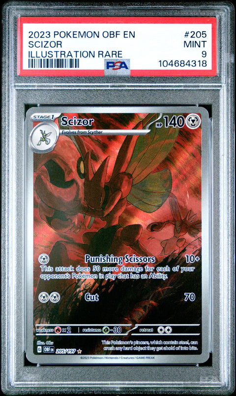 2023 Pokemon Obf En-Obsidian Flames Scizor #205 PSA 9