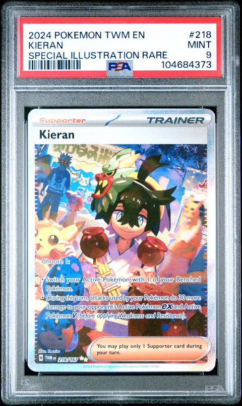 2024 Pokemon Twm En-Twilight Masquerade Kieran #218 PSA 9