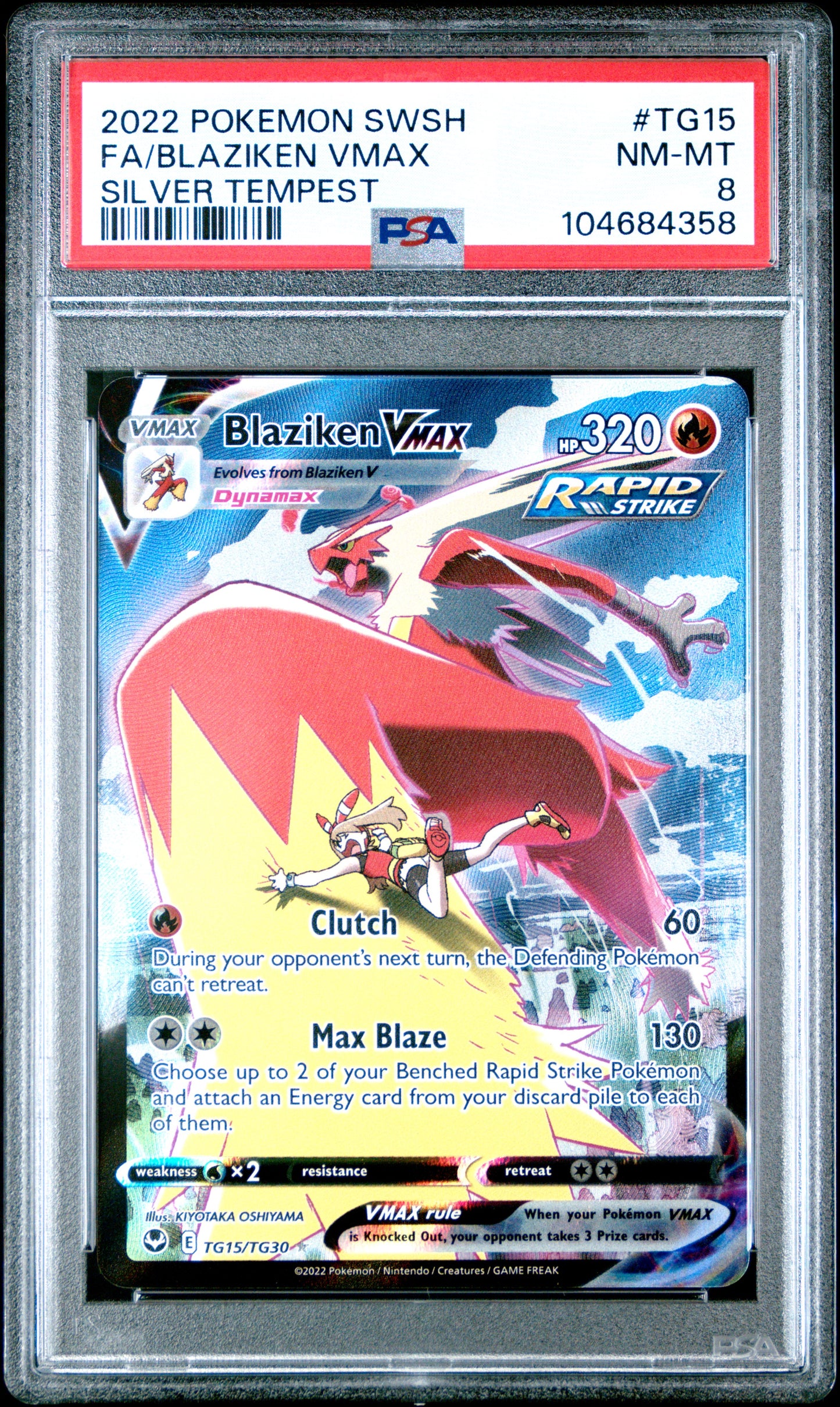 2022 Pokemon Sword & Shield Silver Tempest Fa/Blaziken Vmax #TG15 PSA 8