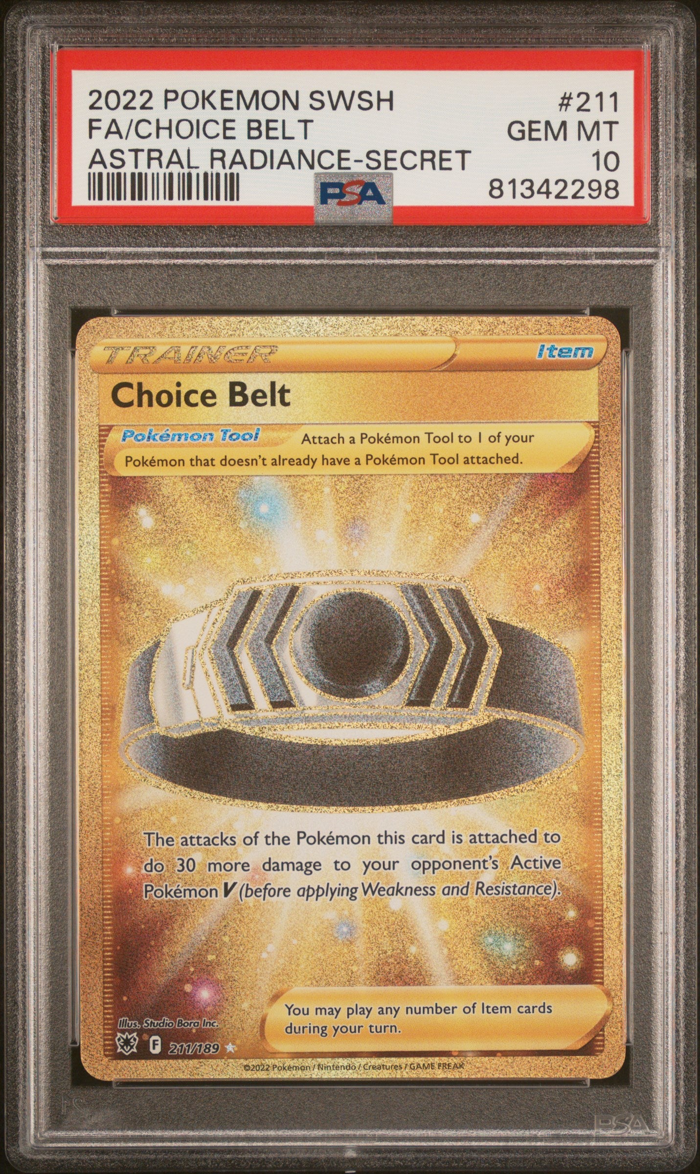 2022 Pokemon Sword & Shield Astral Radiance Fa/Choice Belt #211 PSA 10