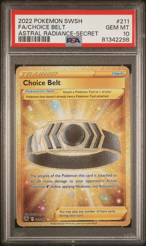 2022 Pokemon Sword & Shield Astral Radiance Fa/Choice Belt #211 PSA 10