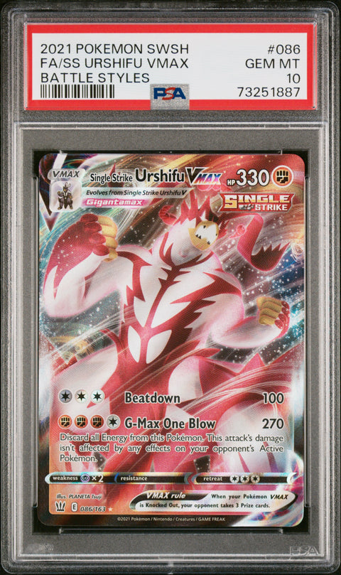 2021 Pokemon Sword & Shield Battle Styles Fa/Ss Urshifu Vmax #086 PSA 10