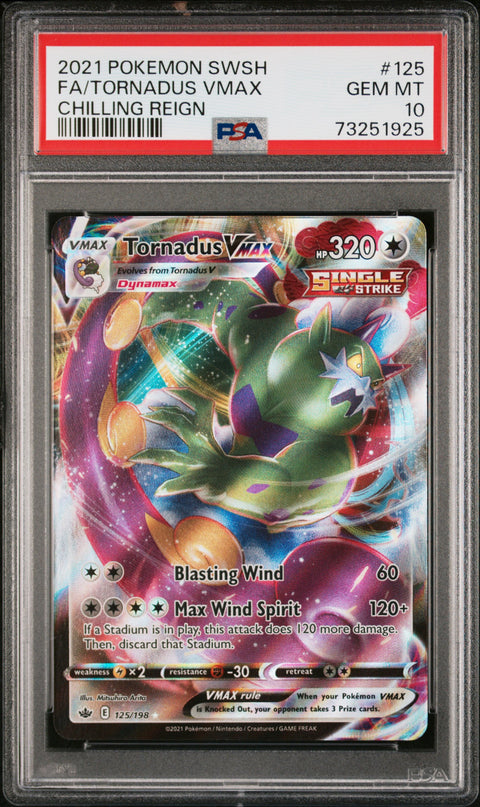 2021 Pokemon Sword & Shield Chilling Reign Fa/Tornadus Vmax #125 PSA 10