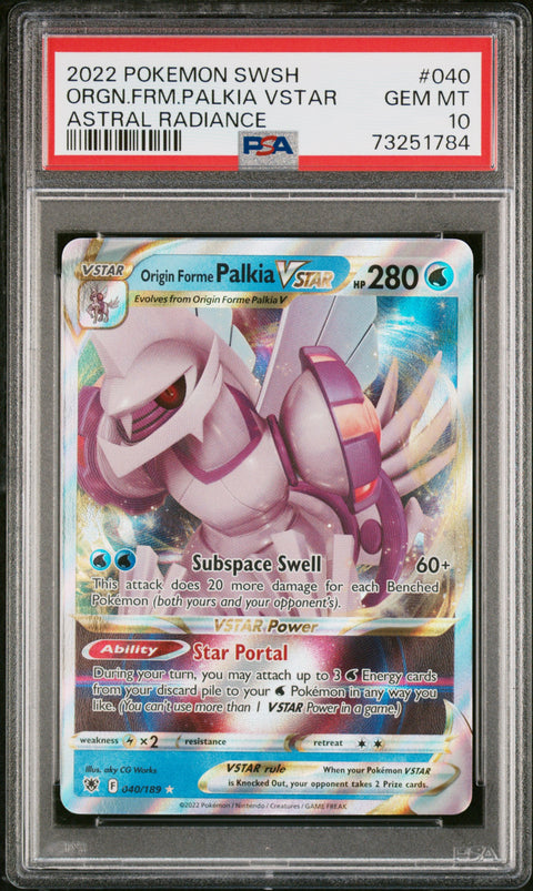 2022 Pokemon Sword & Shield Astral Radiance Orgn.Frm.Palkia Vstar #040 PSA 10