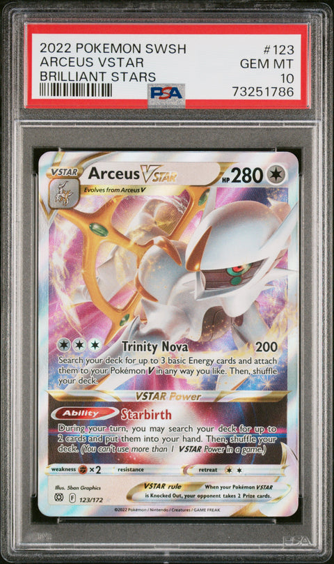 2022 Pokemon Sword & Shield Brilliant Stars Arceus Vstar #123 PSA 10