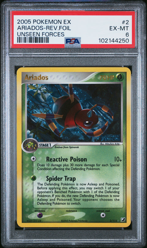 2005 Pokemon Ex Unseen Forces Ariados-Rev.Foil #2 PSA 6