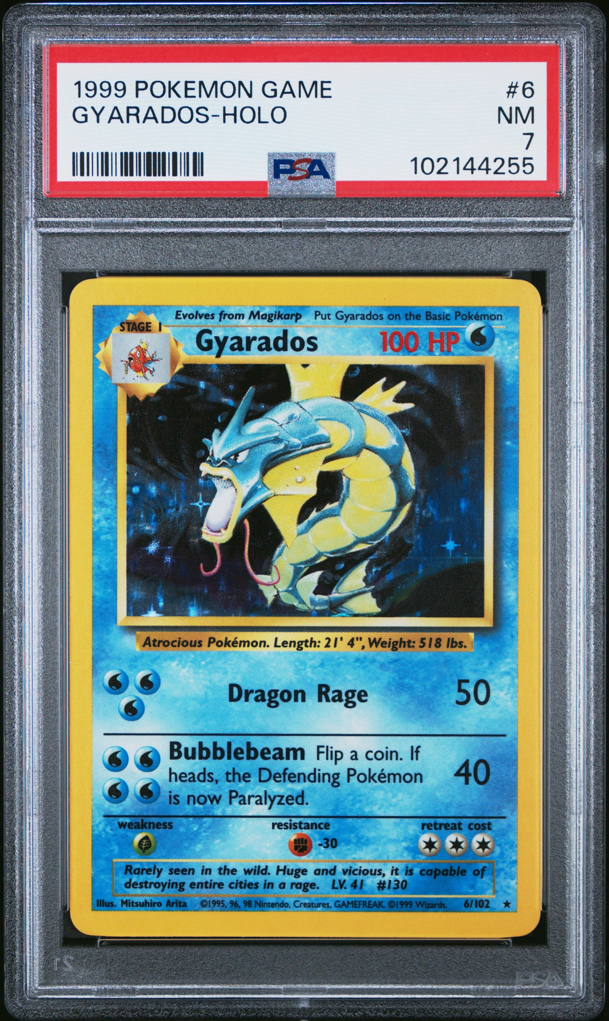 1999 Pokemon Game Gyarados-Holo #6 PSA 7
