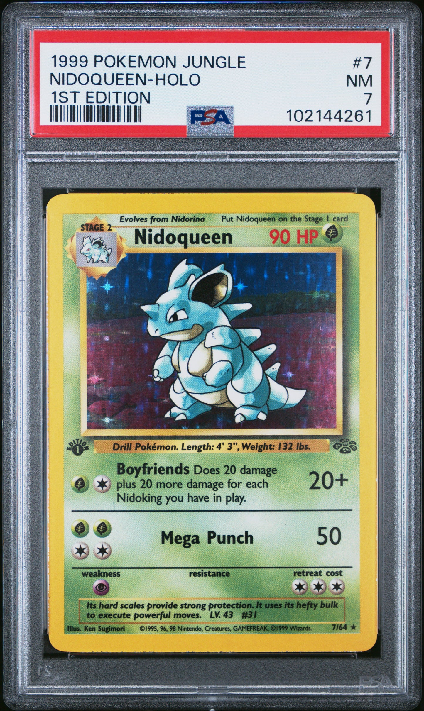 1999 Pokemon Jungle Nidoqueen-Holo #7 PSA 7